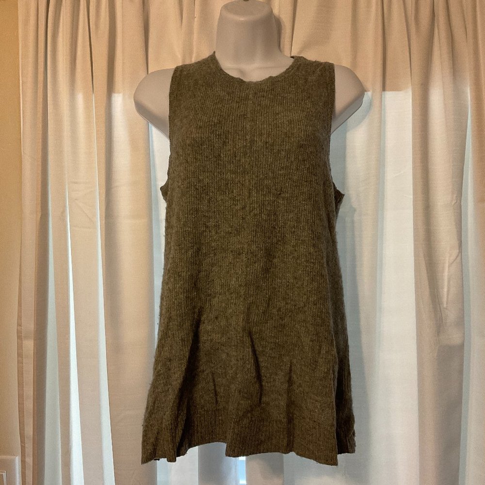Until Soon Knit Top S Gray Ribbed Sleeveless 100% Cashmere